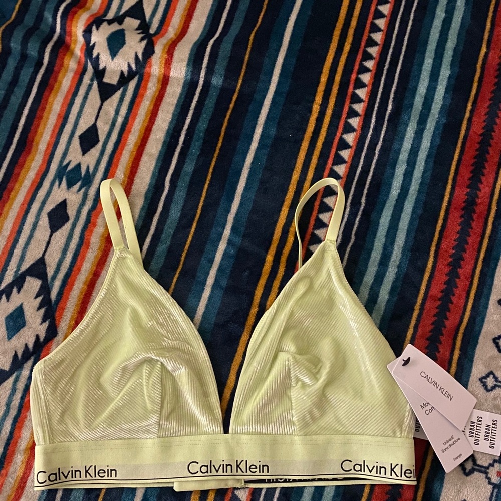 NEON GREEN VELVET CALVIN KLEIN BRA